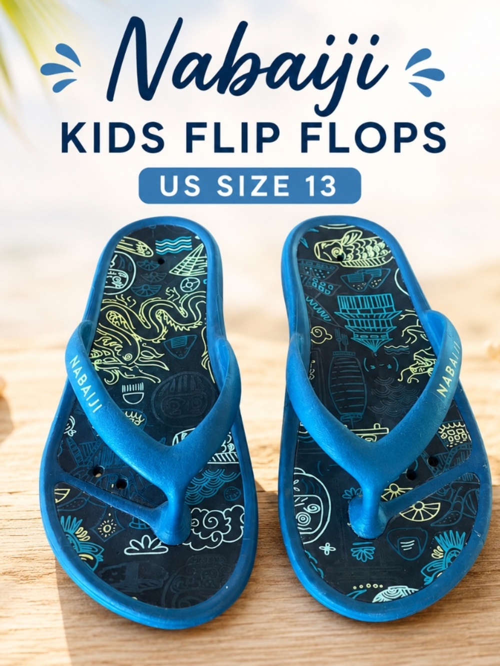 Nabaiji Kids Blue Flip Flops – US Size 13